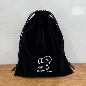 Bolsas de almacenamiento de terciopelo de gama alta con logotipo personalizado para secadores de pelo de hotel Bolsas flocadas personalizables para boutiques de casas de huéspedes - Product Image 3