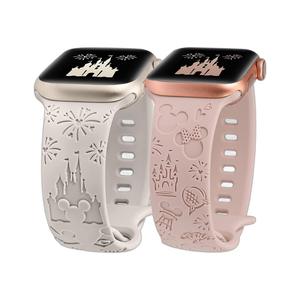 สายนาฬิกาซิลิกอนรูกการ์ตูนเรเดียมสลักลายปราสาทนูนสำหรับ Apple <span class=keywords><strong>Watch</strong></span> 44มม. 45มม. 49มม. เปลี่ยนสายยางสำหรับ iWatch 8 9 - Product Image 3