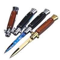 Couteau de Chasse Tactique de Survie en Acier Industriel, Manche Pliant, pour Camping et Bushcraft, avec Étui