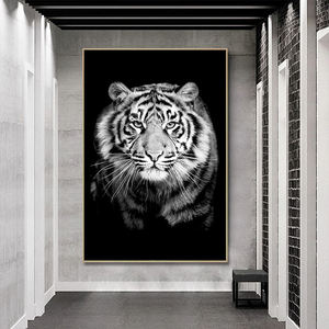 Toile imprimée d'animal <span class=keywords><strong>noir</strong></span> <span class=keywords><strong>et</strong></span> <span class=keywords><strong>blanc</strong></span>, Art mural, tigre, <span class=keywords><strong>cheval</strong></span>, girafe, zèbre, affiches, peinture moderne abstraite d'animaux à l'huile - Product Image 2