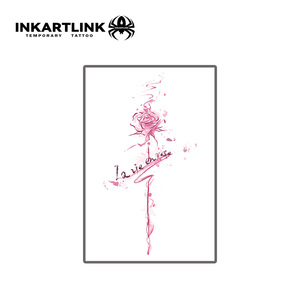 INKARTLINK <span class=keywords><strong>Tatouage</strong></span> temporaire en aquarelle en gros, citation <span class=keywords><strong>rose</strong></span>, La Vie En <span class=keywords><strong>Rose</strong></span>, lettrage français, petite fleur <span class=keywords><strong>rose</strong></span>, autocollant d'art corporel - Product Image 3