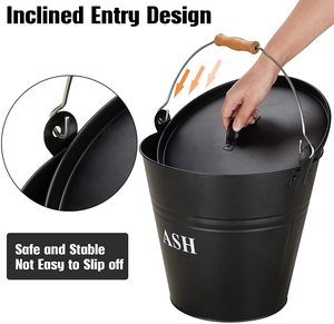 Seau à cendres avec couvercle, <span class=keywords><strong>pelle</strong></span> et balai, seau à charbon pour foyer, ensemble d'outils, fosses à feu, poêles à <span class=keywords><strong>bois</strong></span>, seau à lames - Product Image 4