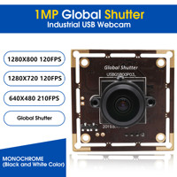Module de caméra USB monocouche 720P 120fps à obturateur global, grand angle fisheye OV9281, module webcam UVC pour la prise de vue haute vitesse