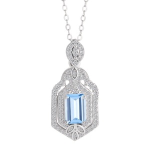 Collier pendentif double halo en pierre naturelle émeraude taille 5*7mm, style vintage, en argent sterling 925, pour femmes - Product Image 1