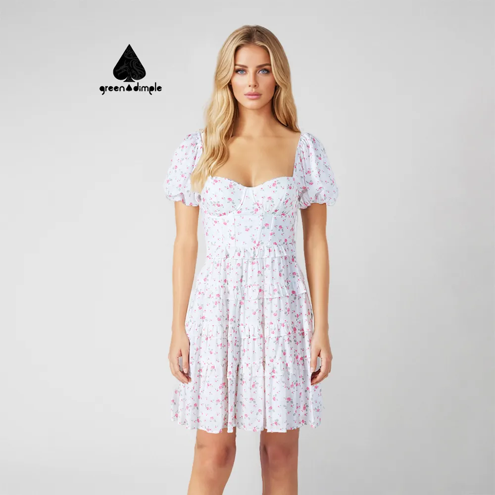 Women's Dresses Elegant Floral Ladies Casual Short Sleeve Dress Women'S Clothing For Summer Custom Design Dress Short