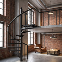 Escalier extérieur moderne en acier galvanisé en spirale avec rampe en verre et plateforme d'atterrissage pour jardin, escalier flottant