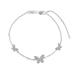 Bracelets Dylam Dazzling Top Jewelry en argent 925 plaqué rhodium avec chaîne à maillons et pendentif papillon en moissanite D VVS1 - Product Image 1