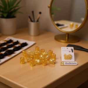 Anelli per Intrecciare Capelli ILAN 8x9mm Oro 20pz per Extension - Product Image 2