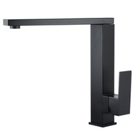 Robinet de lavabo de salle de bain moderne noir mat à poignée unique en acier inoxydable avec cartouche céramique