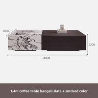 Ensembles de meubles de salon de luxe, table basse rectangulaire durable avec plateau en pierre et rangement pour la décoration moderne de la maison.