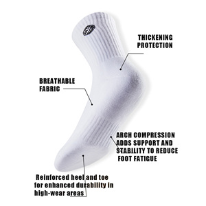 Calzini Sportivi Casual Bianchi da <span class=keywords><strong>Uomo</strong></span> con Logo Personalizzato Elastico e Design a Righe Spesse per la Stagione Autunnale - Product Image 3