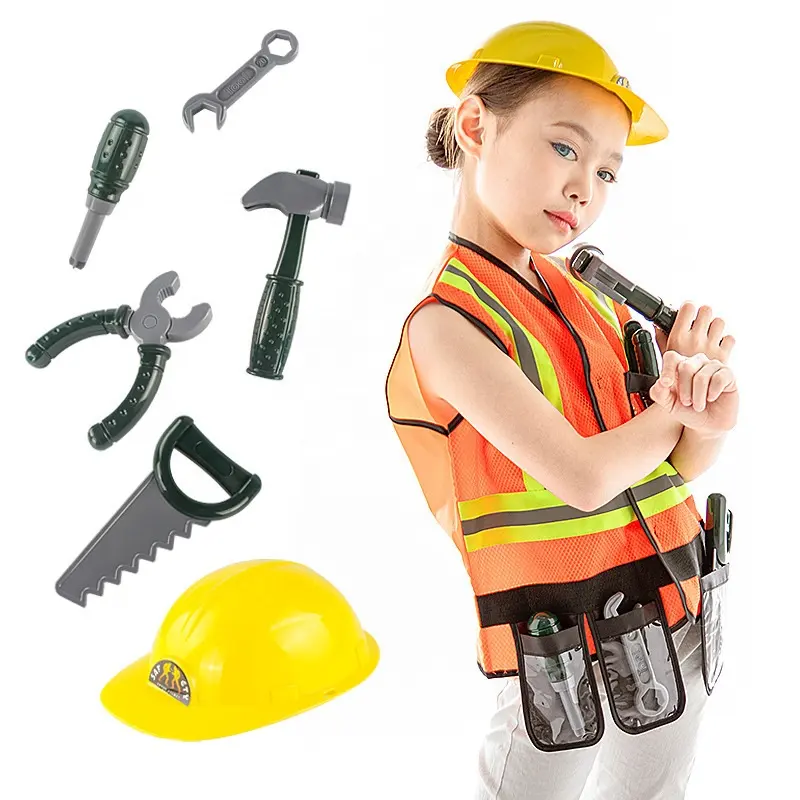 Construction Worker Costume Kids Role Play Dress up Set for 3 4 5 6 7 Years Toddlers Girls Boys Toys