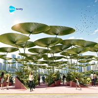 Sculpture de pavillon en forme de feuille de lotus en acier inoxydable poli sur mesure, parasol extérieur pour place publique