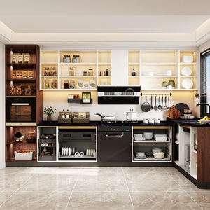 Mueble <span class=keywords><strong>de</strong></span> Cocina Modular Moderno y Duradero <span class=keywords><strong>de</strong></span> Melamina con Cajón con Bisagras y Cesta, Ecológico, <span class=keywords><strong>de</strong></span> Pared, Prefabricado para Vivienda Residencial - Product Image 2