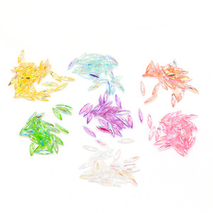 Strass pour ongles en résine AB irisée, forme marquise pointue 3x11mm, dos plat, pour décorations d'ongles DIY - Product Image 5