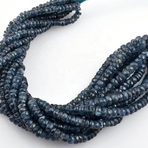 La mejor calidad, hermosa piedra preciosa índigo natural de cianita, piedra facetada Rondelle, cuentas de cianita, joyería de fabricante indio - Product Image 1
