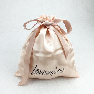 High Quality Luxury Hair Gift Packaging Make up Cosmetic Pouch Custom Drawstring <b>Bag</b> Silk Satin <b>Dust</b> <b>Bag</b> for Wigs Bundles - Product Image 1