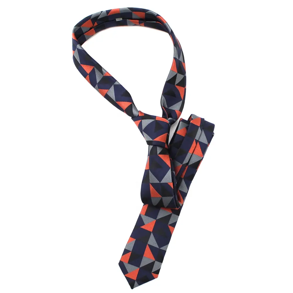 China Supplier Wholesale Slim Skinny Casual Fashion Handmade Polyester Jacquard Woven Ties Geometric Triangle Necktie Women