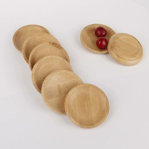 Piattini Rotondi in Bambù, <span class=keywords><strong>Design</strong></span> Moderno e Semplice, Ciotole per Salse, Snack, Dessert e Sottobicchieri - Product Image 1