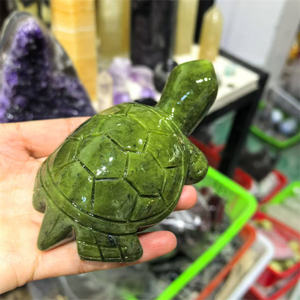 Nouveautés Figurines d'Animaux Tortue Sculptée en Pierre de Cristal de 11 cm Statues de Tortue en Cristal de <span class=keywords><strong>Jade</strong></span> Vert Naturel pour Décoration - Product Image 1