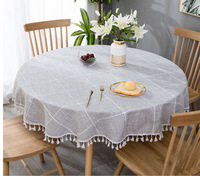 Nappe ronde en coton et lin tissée en usine, couverture de table épaisse en polyester pour la maison, les fêtes, les mariages, Noël, les tables à thé