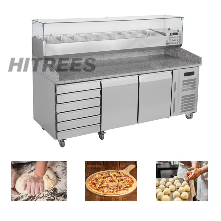 Прямая поставка с завода, стол для приготовления сэндвич-пиццы, холодильник для мраморного журнального столика пиццы, Топпинг-бар
