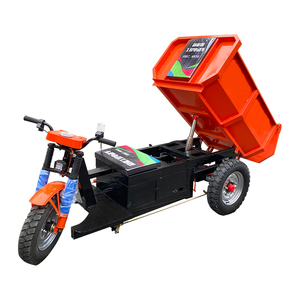 Mini-dumper électrique à trois roues, industriel, en acier thermolaqué rouge orangé, moteur 1000W, conception plateforme - Product Image 3