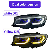 Conjunto de Faros Delanteros Modificados de Alta Gama para Serie 3 G20 20-22, Luz Diurna LED Tipo Cuchara, Lente Láser, 12V