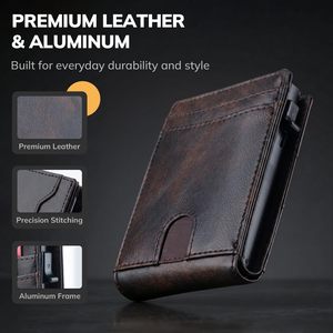 Portefeuille Pop-up en Cuir Crazy Horse Vintage Personnalisé avec Blocage RFID pour Hommes, <span class=keywords><strong>Porte</strong></span>-cartes de Crédit Intelligent en Métal et Cuir Premium - Product Image 6