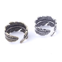 Bague ouverte rétro en plumes, inspirée de l'Inde, taille unique, bijoux pour hommes et femmes, vente en gros d'usine