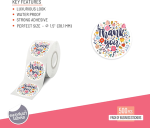 Logo Custom Made Thank You Roll Label Card Thank You Waterproof Floral Thank You <strong>Stickers</strong> for Bakery Boxes <strong>Party</strong> <strong>Bags</strong> - Product Image 2