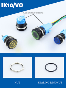 Chyf 12/16/19/22mm đen IP65 push <span class=keywords><strong>button</strong></span> chuyển kim loại không thấm nước chốt momentary LED <span class=keywords><strong>12V</strong></span> ánh sáng Marine nút Power <span class=keywords><strong>switch</strong></span> - Product Image 5