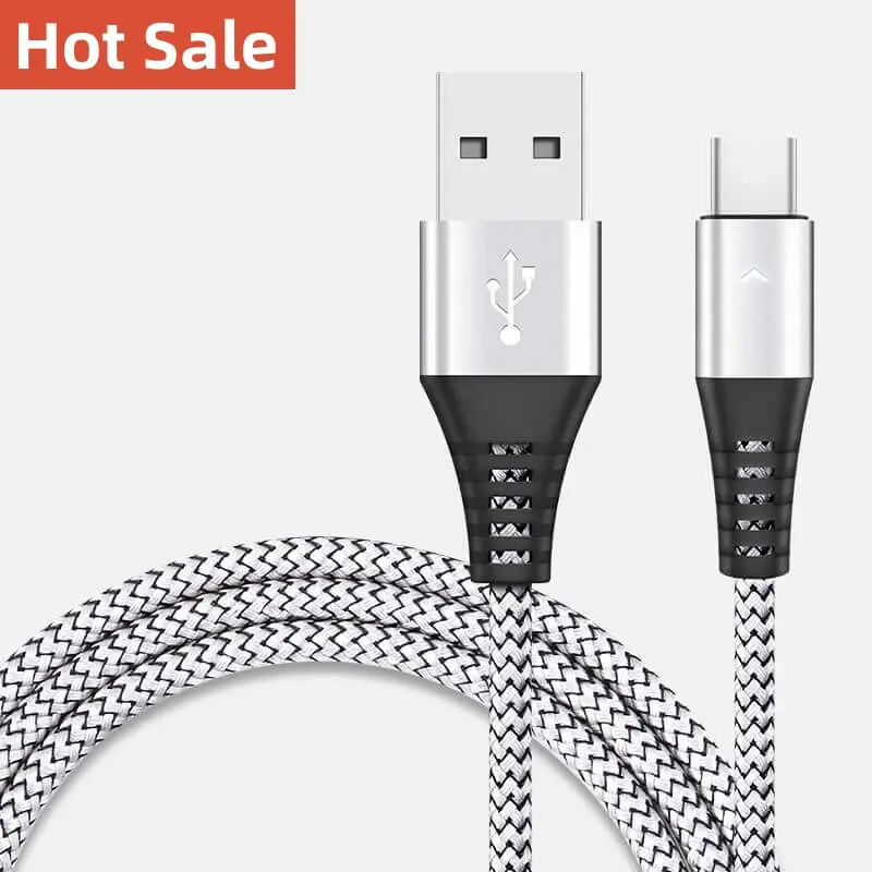 Metal Quick Fast Charging Mobile Phone Mini V8 Display Android Nylon Braided Micro Led Usb Type C Data Wire Cord Line Cable