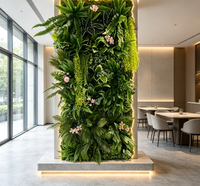 Étagères murales flottantes artificielles en rouleau, décoratives, artistiques, en panneaux d'intérieur verts, avec boîte de rangement naturelle en marbre pour l'extérieur