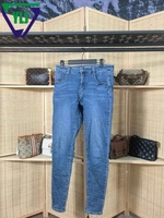 Jeans pour femmes d'occasion taille haute bleu foncé stock de pantalons de jeans d'occasion en vente de gros