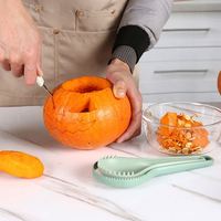 Kit de sculpture de citrouille manuel en plastique PP personnalisé pour la vente en gros, extracteur de pulpe de fruit, outil de découpe, Halloween, écologique, réutilisable