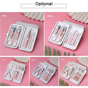 Professinal móng tay màu hồng móng tay đặt 16pcs công cụ chăm sóc cá nhân thép không gỉ Nail Clipper chải chuốt Kit cho món quà - Product Image 2