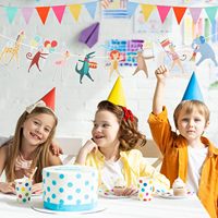 Guirlande de fanions en papier colorés pour fête à thème animaux, bannière décorative écologique pour anniversaire et baby shower
