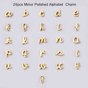 Chihang Breloque Initiale Alphabet en Acier Inoxydable <span class=keywords><strong>Plaqué</strong></span> <span class=keywords><strong>Or</strong></span> <span class=keywords><strong>18K</strong></span>, en Acier Titane, pour Bijoux DIY, 26 Lettres Minuscules - Product Image 2