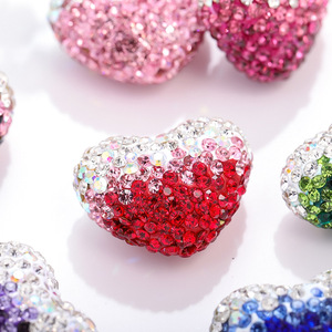 Gradient Heart Shaped Rhinestone Bead Ball Small DIY Jewelry Pendant Accessory For Necklace Bracelet Keychain - Product Image 3