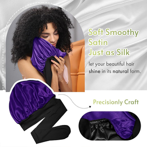 Có thể điều chỉnh nữ không thấm nước mũ tắm tái sử dụng quá khổ tóc cap cho mái tóc xoăn dài kinked Braid-Đen tím vật liệu mềm - Product Image 4