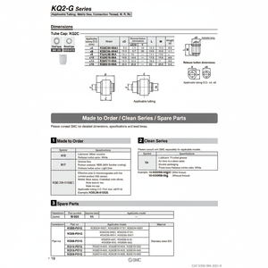 Raccords de capuchon de tube à une touche SMC Pneumatics KQ2C04-00A1 pièces pneumatiques - Product Image 1