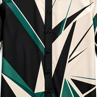 Chemises de vacances pour hommes à manches longues en popeline à motif vague irrégulière, 100% polyester, séchage rapide, respirantes, automne, OEM ODM
