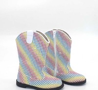 Bottes plates en cuir à strass pour filles, chaussures décontractées, bottes de neige d'hiver, bottes de cowboy, bottes de cowgirl pour enfants, vente en gros
