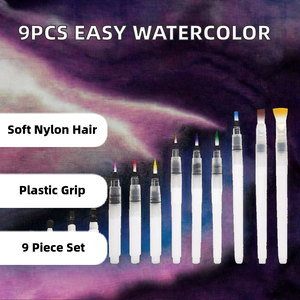 Super Easy-to-Use 9pcs Watercolor <b>Brush</b> <b>Pens</b> Set for Beginners & Kids <b>Water</b> Soluble Plastic Handle /Nylon Hair - Product Image 2