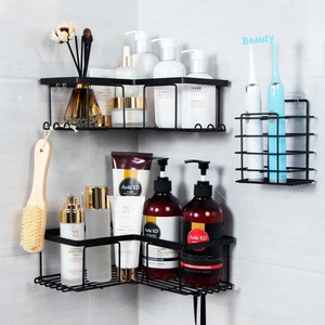 Estante de baño de esquina de Metal de hierro sin perforaciones de tres capas, estante de almacenamiento de cocina para soporte organizador de ollas - Product Image 3