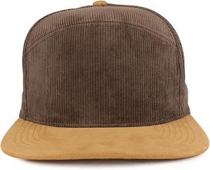 Gorra de Béisbol al por Mayor de Perfil Alto, Estructurada, de 7 Paneles, con Visera Plana, Cierre a Presión, Personalizada, con Textura de Pana y Gamuza en la Corona Delantera - Product Image 2