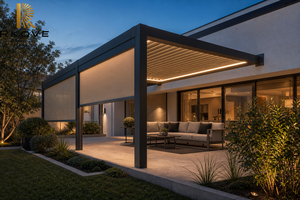 Pergola motorisée rétractable à toit rigide RKOVE avec éclairage LED et revêtement en poudre pour terrasse de restaurant - Product Image 5