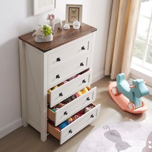 <span class=keywords><strong>Commode</strong></span> minimaliste moderne à 5 tiroirs avec dessus en noyer chaud Accents en métal noir pour la maison ou le bar à la maison Meubles de maison peu encombrants - Product Image 4