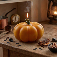 Große Kürbis-Duftkerze Luxuriöse Sojawachs-Kerze Handgefertigt Umweltfreundlich Orangenform Dekorative Weihnachts-Halloween-Oster-Kerze für Zuhause und Bars
